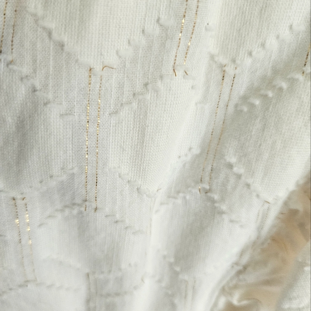 Loft White Sleeveless Dress With Gold Metallic Threads - Picture 4 of 7